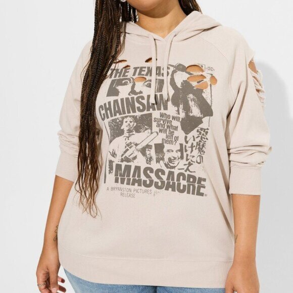 Torrid Texas Chainsaw Massacre Super Soft Distressed Hoodie Halloween Horror 3X - Picture 1 of 8